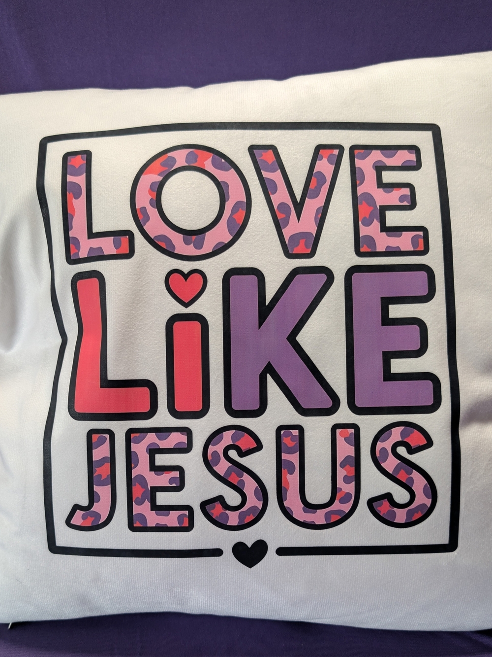 LOVE LIKE JESUS Graphic Pillow - Pink & Purple